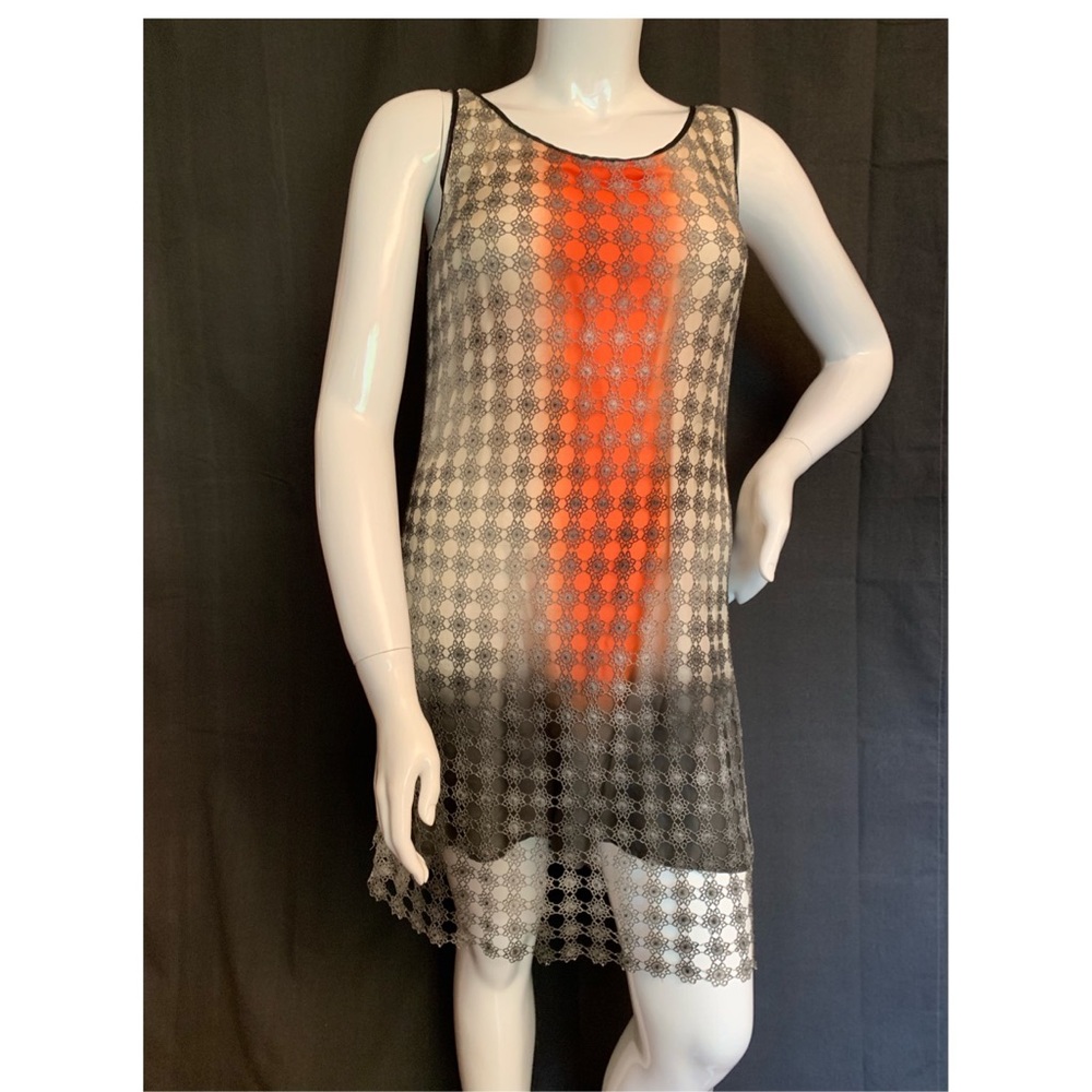 Rozae Nichols Black Lace Dress with Orange Accent